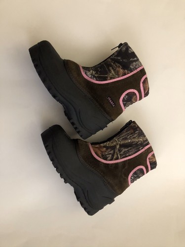 Itasca Camo Boots ~ Youth Size 3 ~ Pink Trim ~ Waterproof ~Very Good Condition - Picture 4 of 6
