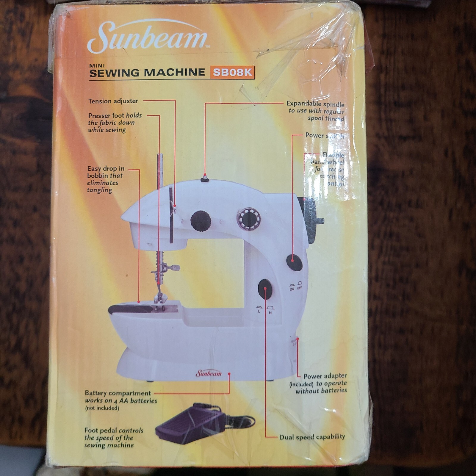 Sunbeam White Mini Sewing Machine With Foot Pedal Model SB08K White eBay