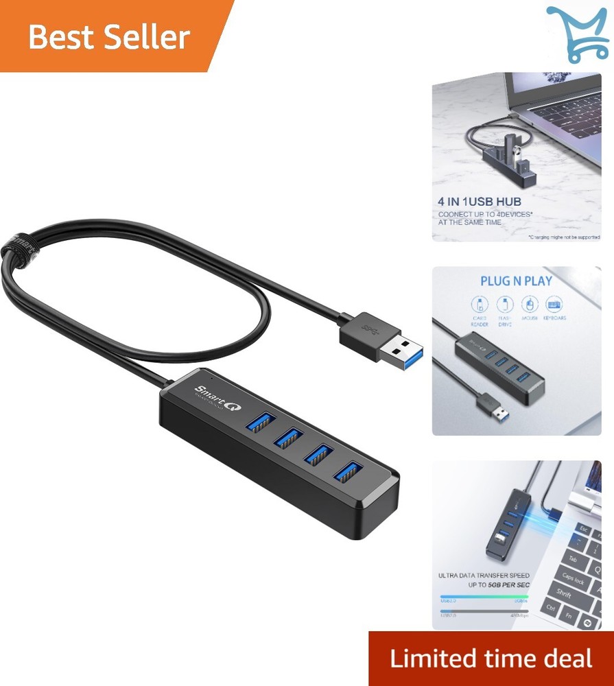4-Port USB Hub for Fast Data Transfer – Works with Windows & Mac