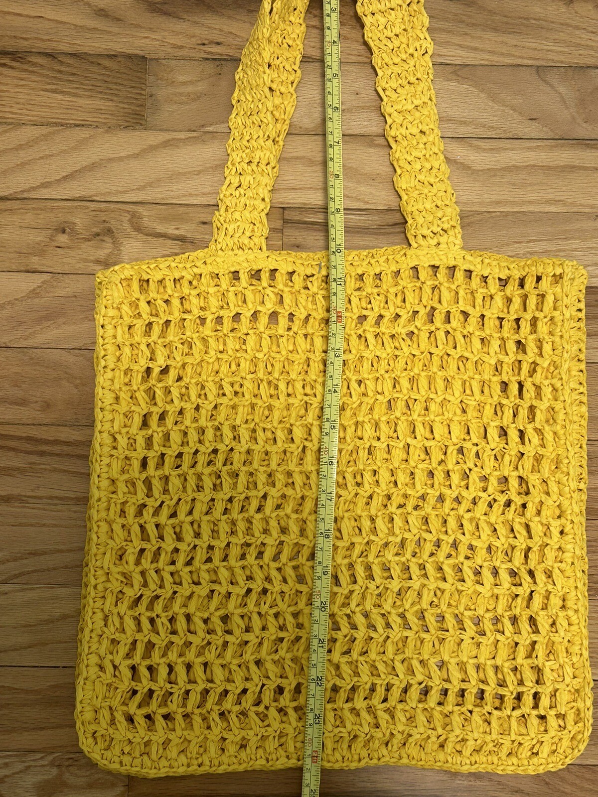 Yellow Women’s Solid Crochet Double Flat Trap Tot… - image 8