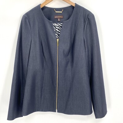 Dana Buchman Women's Full Zip Blaser Jacket Size 12 Dark Blue 