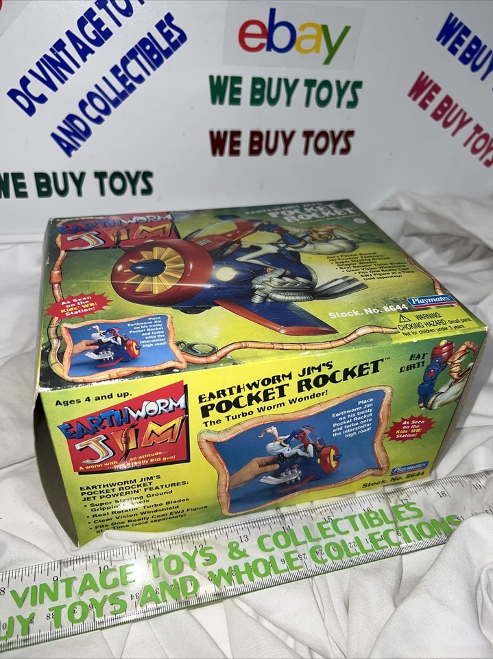 Vehículo cohete de bolsillo Earthworm Jim de colección raro 1995 Playmates sellado 🔥 Foto 4 de 4