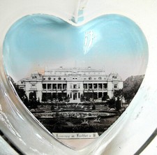 Ciotola in vetro cuore antico/vecchio souvenir souvenir ciotole giardino delle palme Francoforte a.M