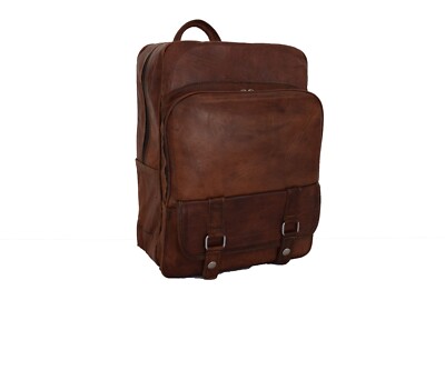 15'' Vintage Leather Backpack Shoulder Bag Office Laptop Rucksack School Handbags