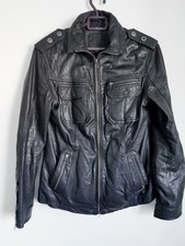 Barneys Black Medium Womans Real Leather Jacket With Studs And Zips
