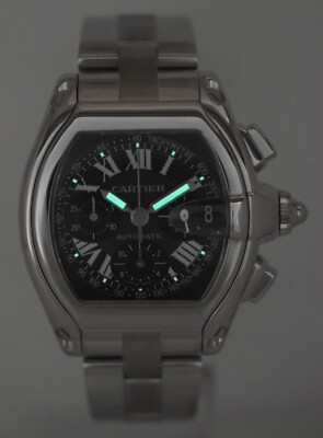 Cartier Roadster XL Chronograph Steel Black Dial Automatic Watch