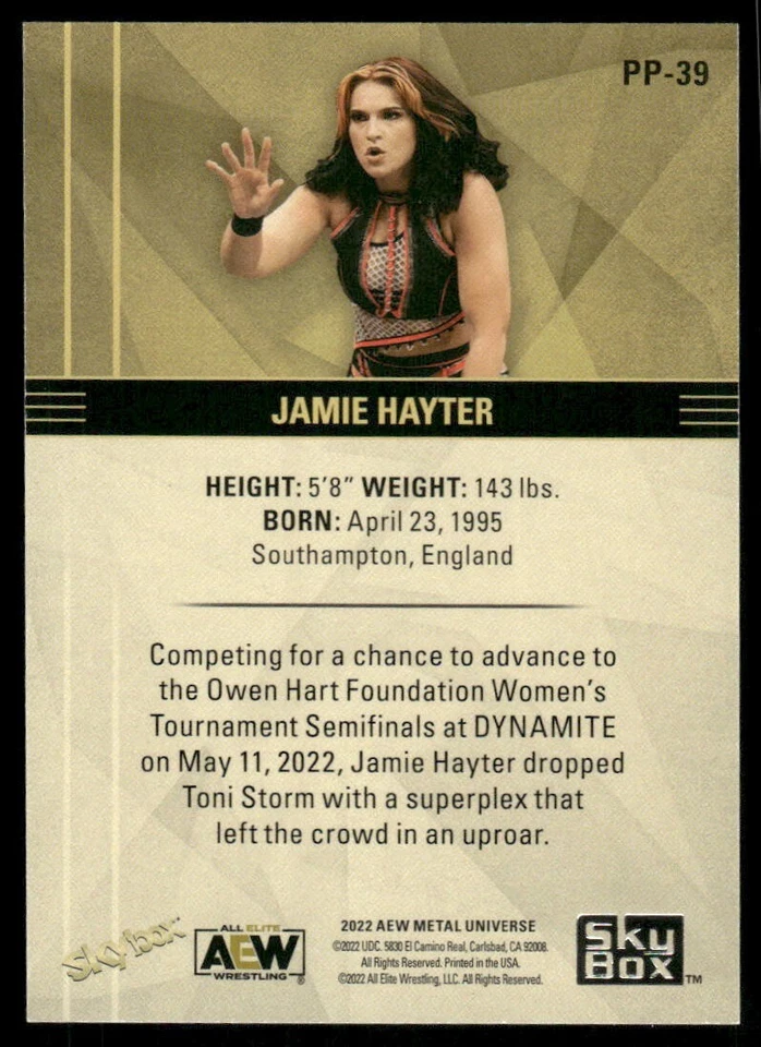 2022 Upper Deck AEW Metal Premium #PP-39 Jamie Hayter wrestling card - Image 2 of 2