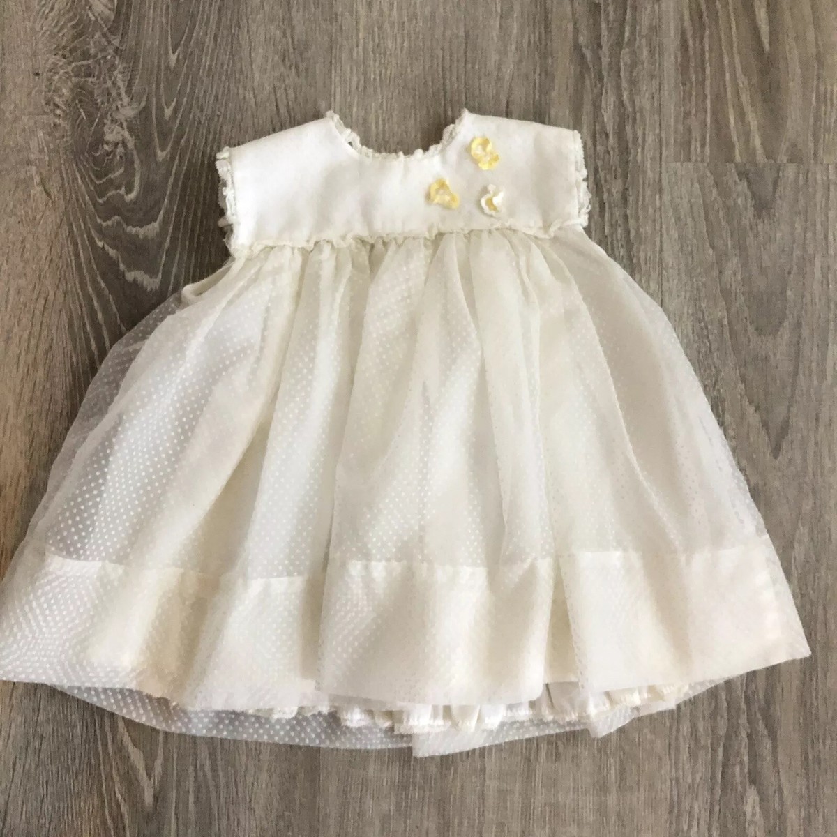 Vintage Little One by Johnston Baby Girl Dress Ivory Sz 12-18 M Swiss Dot  Floral | eBay