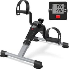 Folding Exercise Bike Pedal Exerciser Portable Desk Bike with LCD Display for Ar