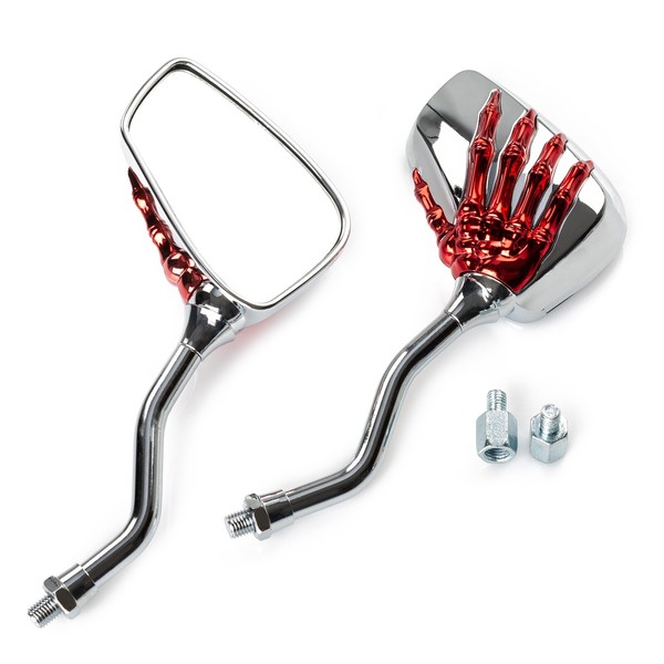 Paar Motorradspiegel Lenker Motorrad M10 + M8 Adapter Rot Custom-image