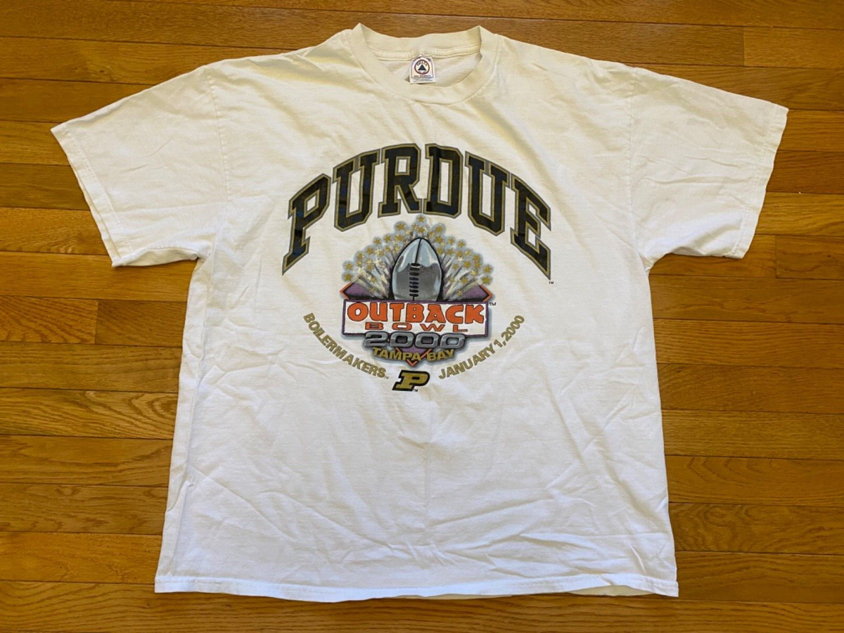 Vintage 2000 Outback Bowl Purdue Boilermakers Football S/S T-Shirt XL  Brees
