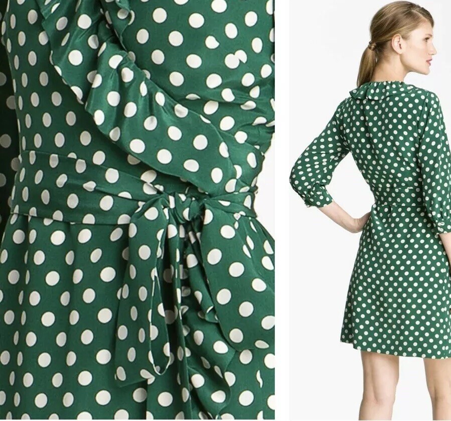 Kate Spade Daniella Polka Dot Silk Wrap Dress Size $428