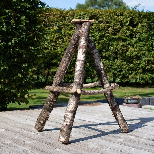 VogelhausstäNder Birkenholz Vogelhaus 100Cm Vogelfutterhaus StäNder Reetdach-image