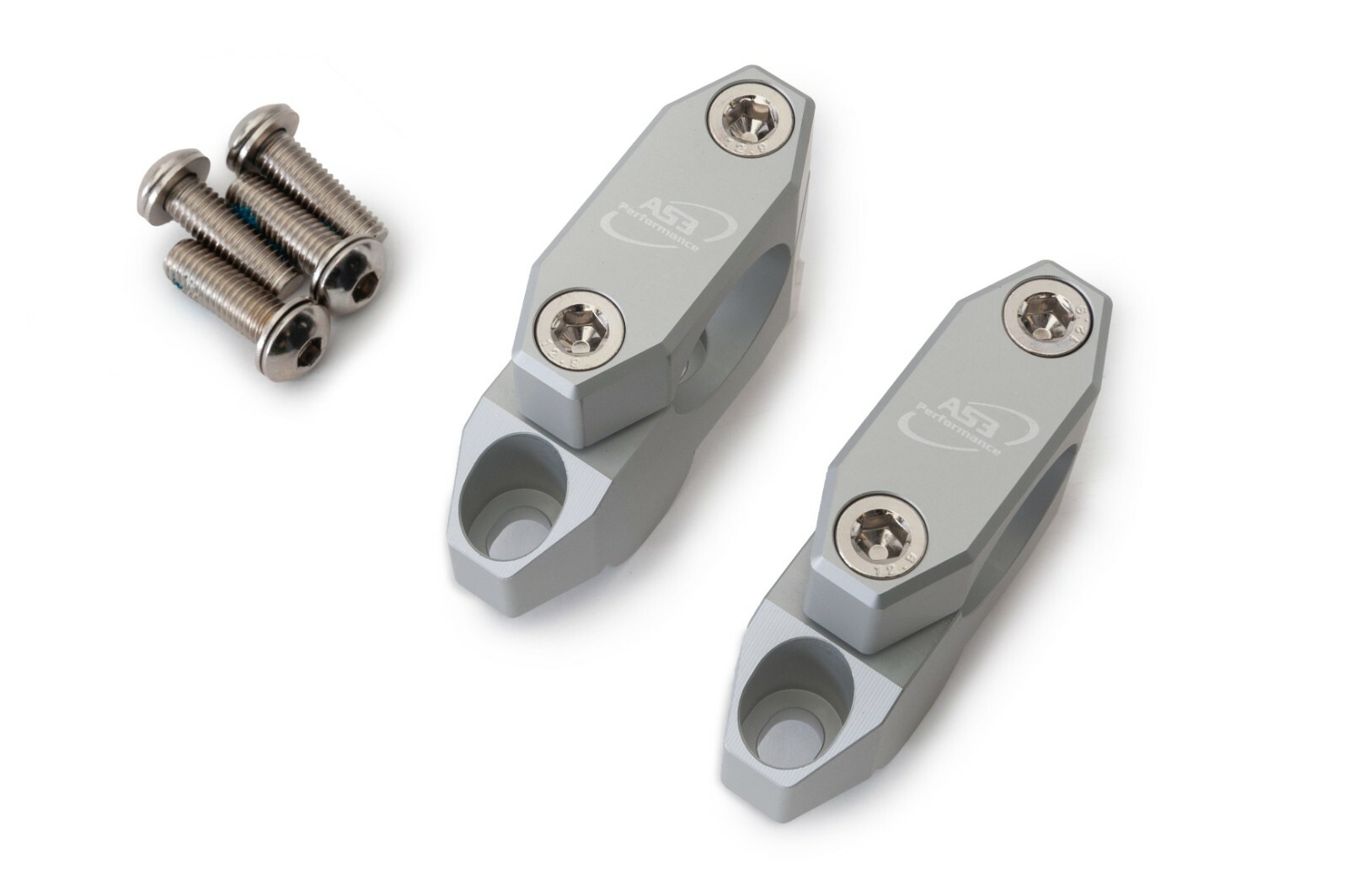 AS3 22.2MM TO 28.6MM HANDLEBAR RAISERS RISERS KIT +26mm OFFSET 20mm SILVER