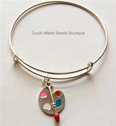 Artist Palette Charm Bracelet Silver Plated Pallet Art Teacher Graduation Gift - Picture 3 of 9