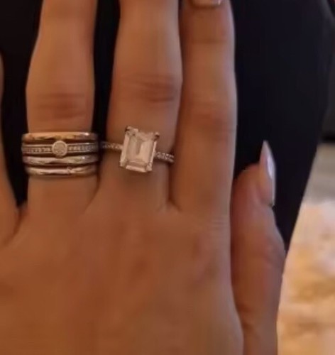 925 Sterling Silver cz Ring Emerald Cut Engagement Wedding Ring Sz 9 - 第 3/3 張圖片