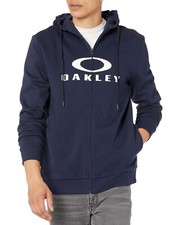 Oakley Mens Bark FZ Hoodie 2.0 Full Zip Sweatshirt Jacket Fathom/White Large New