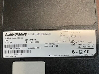 A-B 1756-L71 /B, ControlLogix Processor Module 2MB, PLC