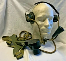 Vtg Hand Microphone No. 7 With Headset Camo Green Militaria Collectible