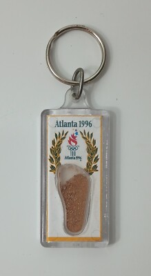 Vintage Atlanta Olympics Key Ring 1996 Footprint Genuine Soil Historical Event 