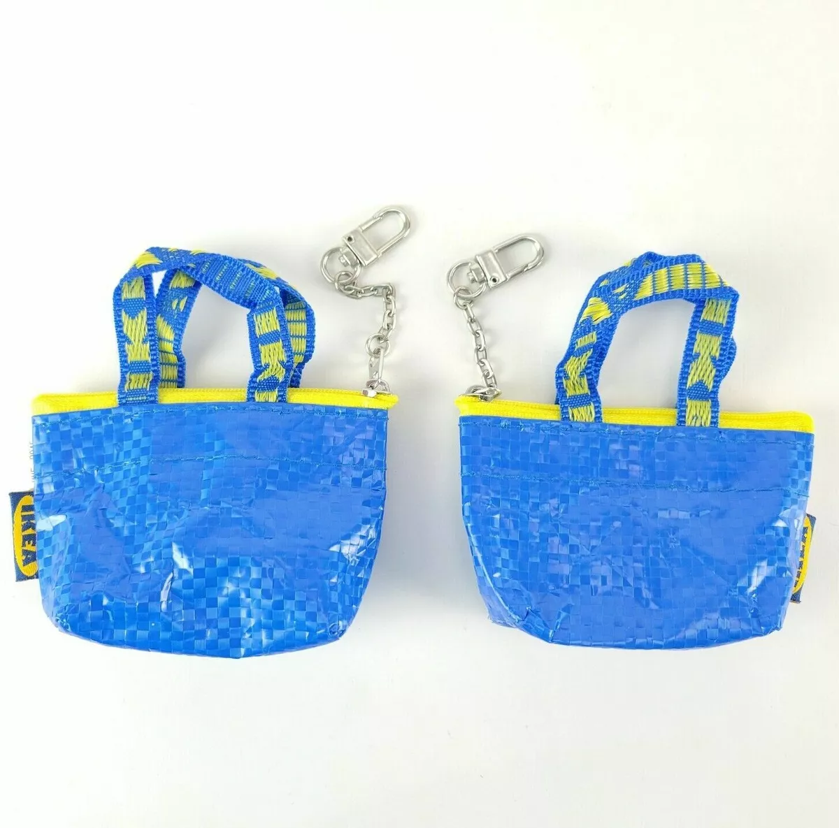 2 x IKEA KNOLIG Mini Small Coin Zipper Bag With Keychain Small blue 9x3x7cm