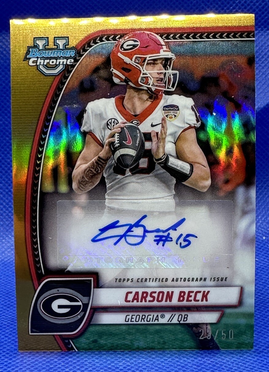 2024 Bowman Chrome University Carson Beck True Gold Auto /50 #PA-CBE Georgia🔥