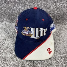 Vintage Rusty Wallace Snapback Hat 90s Nascar Cap Miller Penske Racing Blue