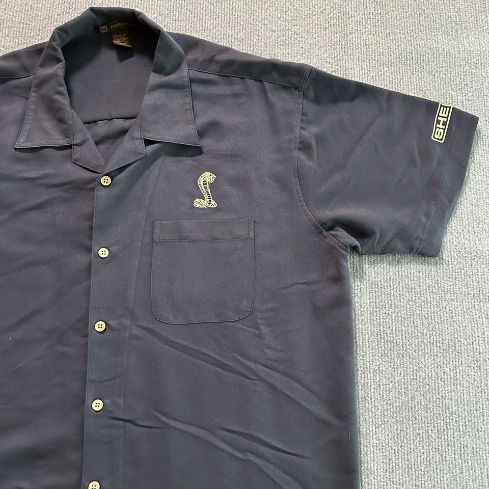 Camisa Shelby Cobra Harriton XL azul con botones Mustang Heritage para hombre Foto 2 de 4