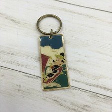 Vintage Monogram Disney Enamel Mickey Mouse Surfing Ocean Keychain