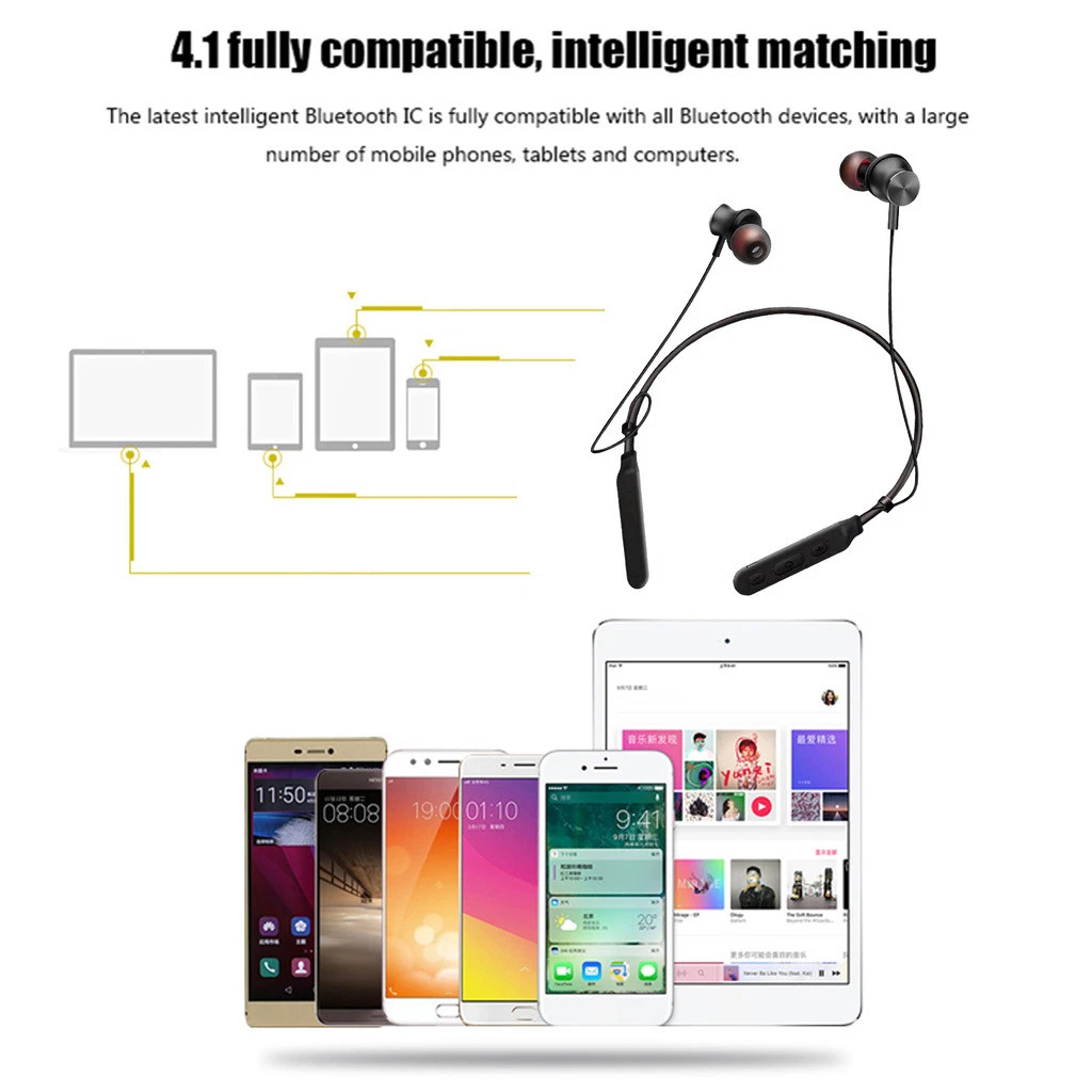 Écouteurs Bluetooth sport sans fil à tour de cou pour smartphones_voghion.com