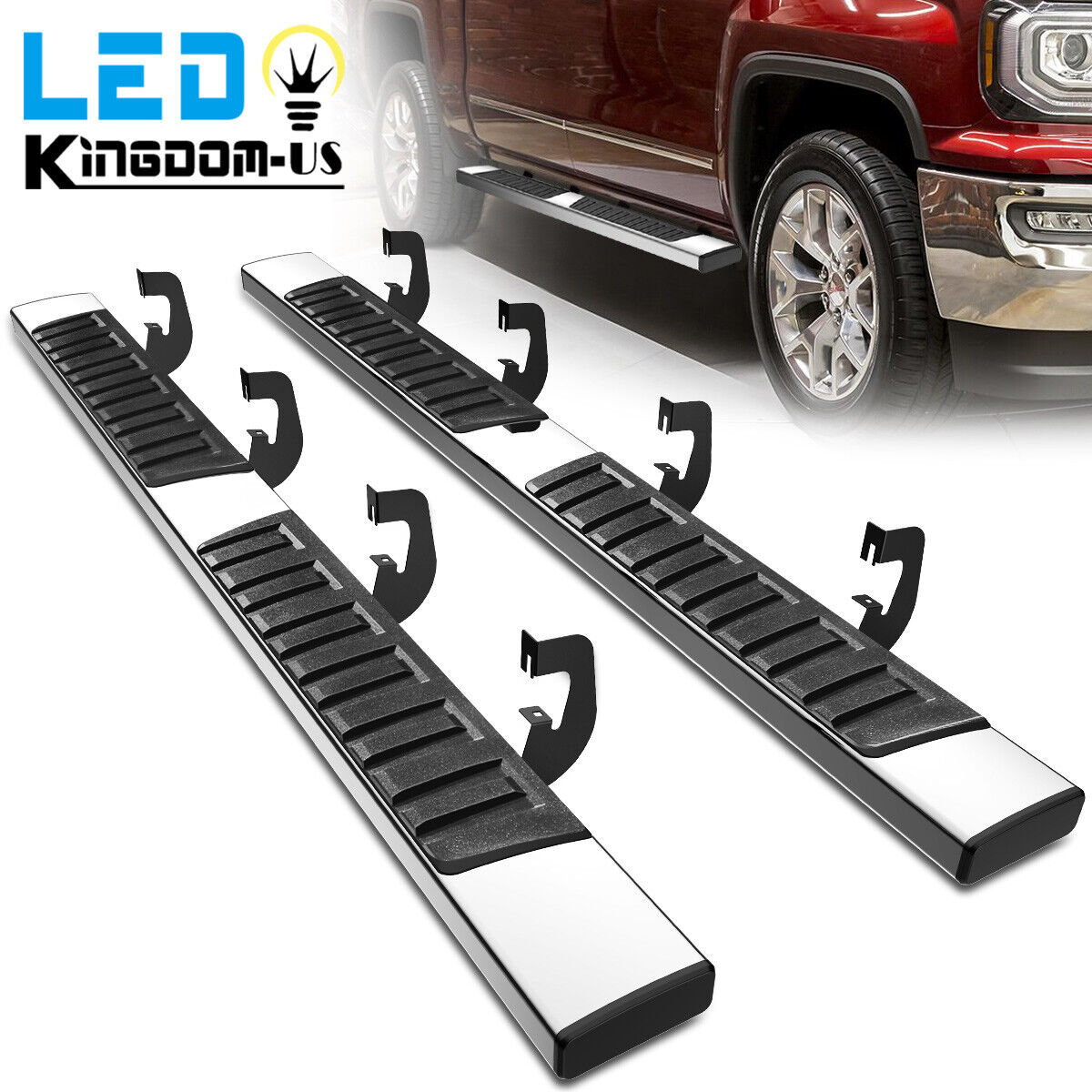 Running Board for 2007-2018 Chevy Silverado 1500 Crew Cab 6" Nerf Bars Side Step