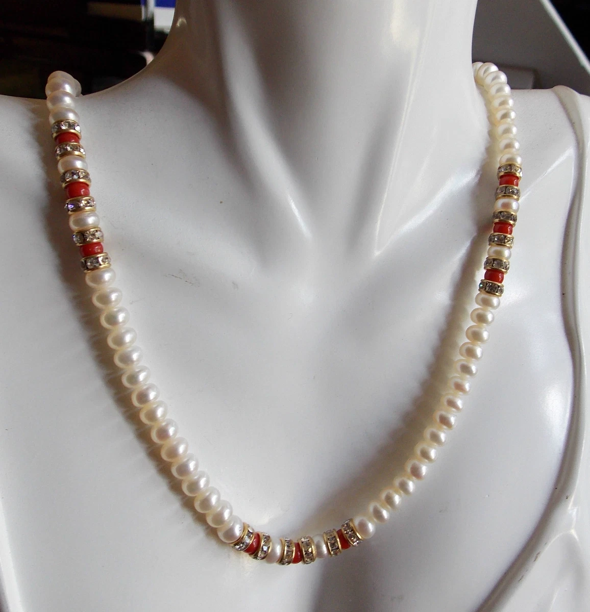 Collier Ancien Pendentif Quartz Rose Sculpté, Corail, Perle - Argent Massif - Style Fleur