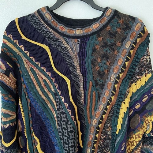Vintage 90s Tundra Canada Sweater Mens Medium Colorful Coogi Style Sweatshirt - Bild 2 von 10