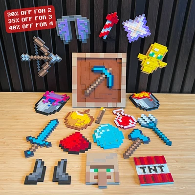MY STORE Magnetic Pixel Item & Frame - 3D Printed Wall Decor with Interchangeable Items
