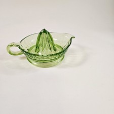 Vintage Uranium Glass Juicer/Reamer With Handle and Spout 7&rdquo;