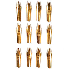 x12 Vintage Waterman's Gold Plated Iridium Pointed Medium Nibs New Old Stock NM