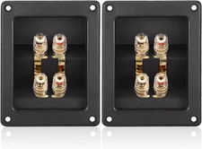 Facmogu 2PCS Rectangle 4-Way Speaker Terminal Box, Gold-Plated Binding Post Term