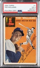 1954 TOPPS #1 TED WILLIAMS PSA 3 AUTO 9