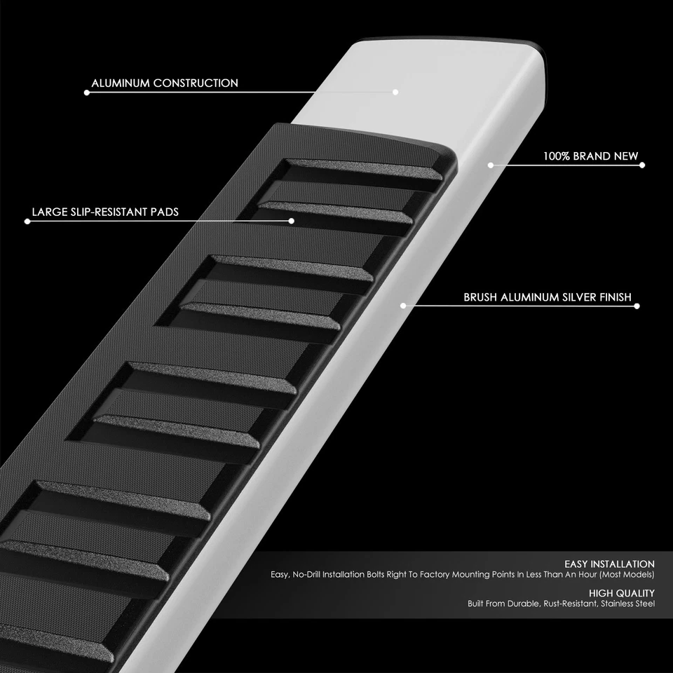适用于 2007 - 2019 年 Silverado/Sierra Crew Cab 6 英寸踏板 Nerf 杆跑步板 铬 — 第 2/4 张图片