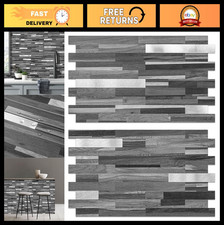 20 Sheets Peel and Stick Backsplash Tiles, Black Grey Wood Look PVC for Kitche