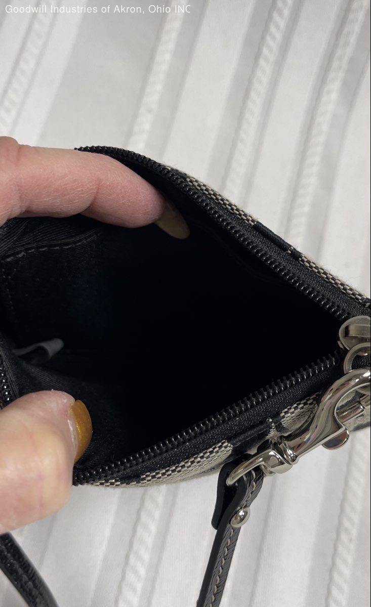 Coach Y2K Black Grey Signature Canvas Wristlet Pouch Silver Hardware COA thumbnail 3