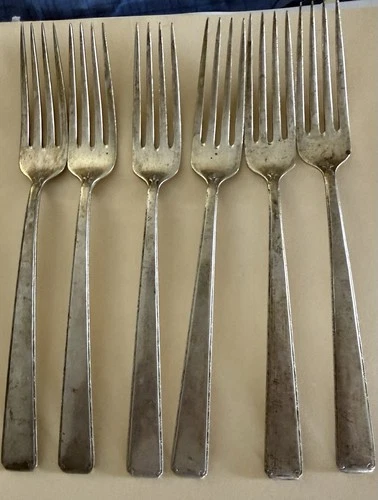 Six (6) Towle Sterling Old Lace Pattern Dinner Forks