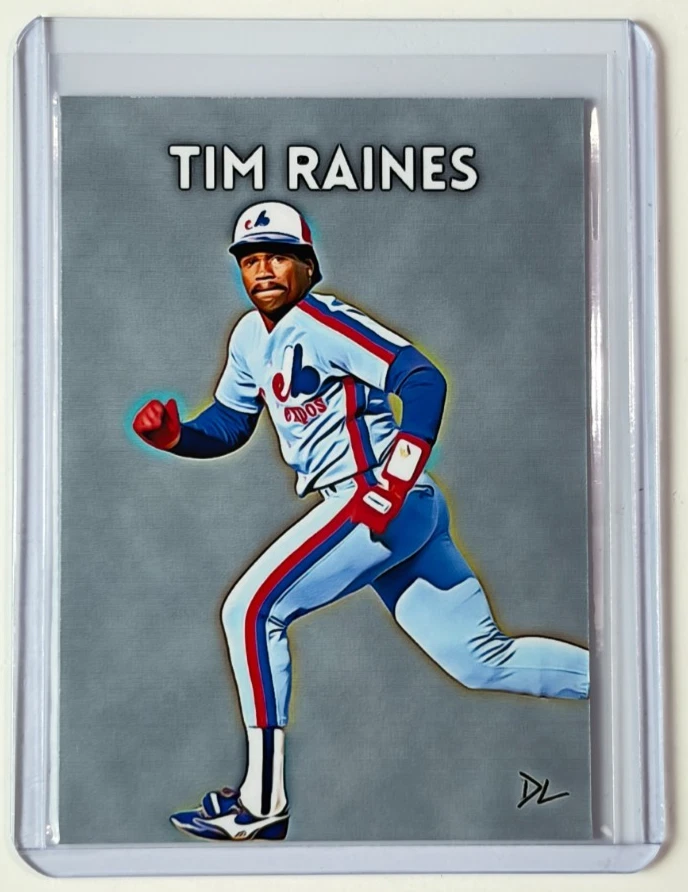 Tim Raines Limited Edition Artist Signed "Montreal Expos" Trading Card 3/10