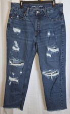 Old Navy High Rise Slouchy Straight Medium Wash Distressed Jeans Size 12