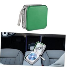 CD Case, Cd Holder for Car, 48 Capacity Hard Plastic DVD Case, Wood green