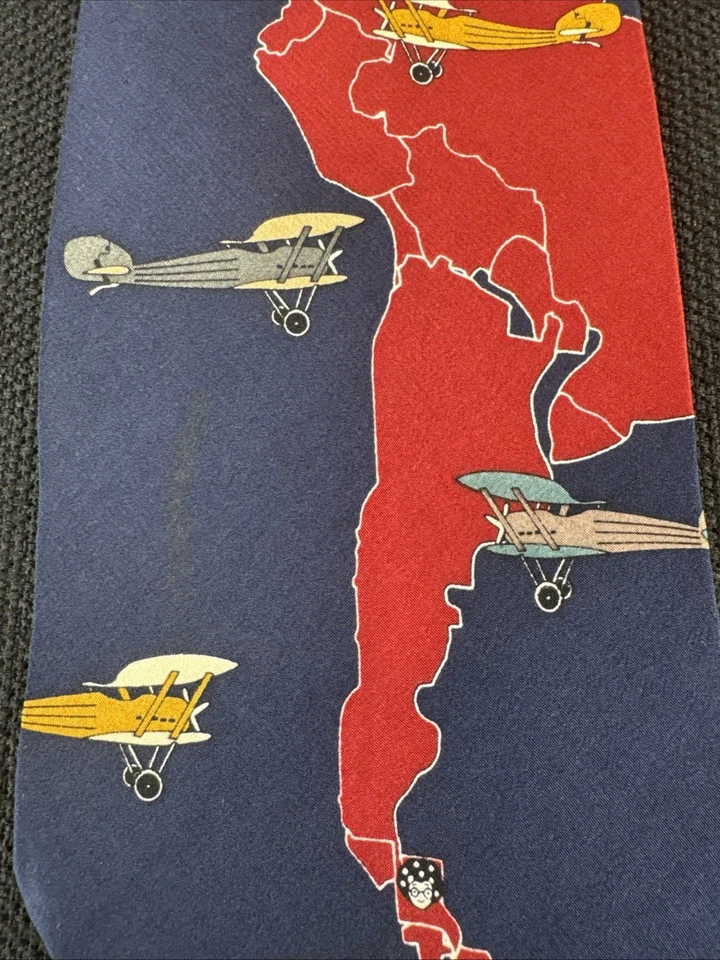 Corbata corta de aviación Vicki Davis Unfrequent Flyer para hombre 100 % seda 57 x 3,5 Foto 4 de 4