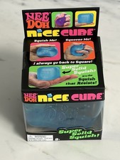 NeeDoh Nice Cube Squishy Toy Super Solid Schylling Stress Ball NIB Blue Fidget