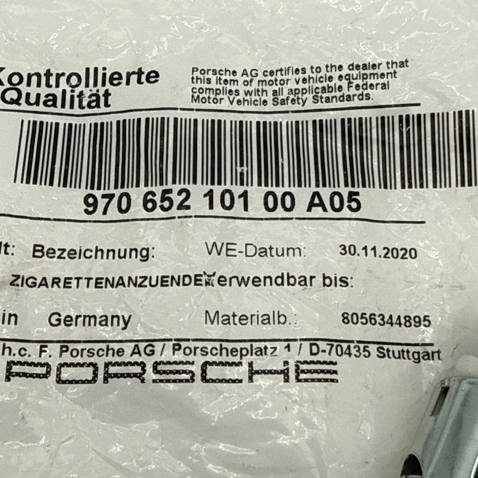 Porsche 911 Boxster Cayman Cigarette Lighter Matte Black Genuine 99765210100A05 - Image 2 of 4