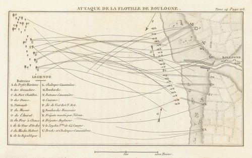 Raid on Boulogne 1801—Attack of the Boulogne Flotilla—Nelson 1821 old map
