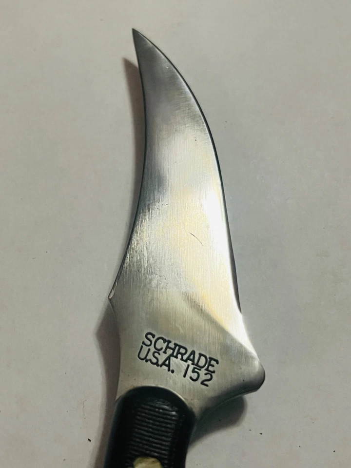 复古 SCHRADE USA 152 旧计时器 Sharpfinger Caping Skinner 固定刀片刀 — 第 4/4 张图片